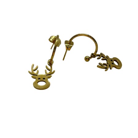 earrings steel gold deer1